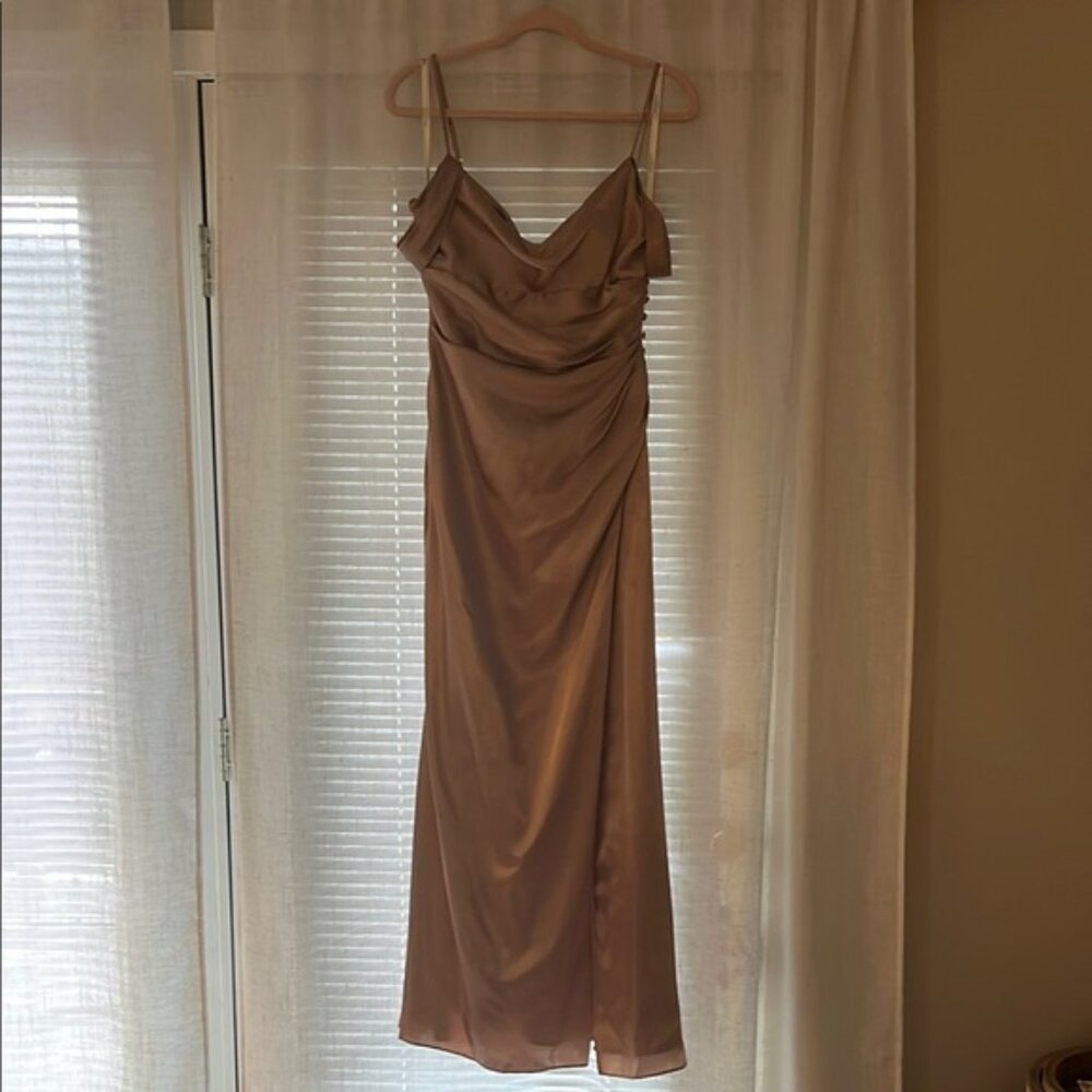 Charmeuse Cowl Bridesmaid Dress with Swag Sleeves